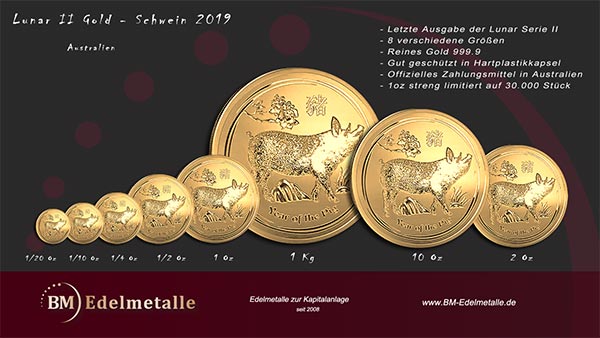 Lunar Schwein 2019 Gold