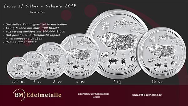 Lunar Schwein 2019 Silber
