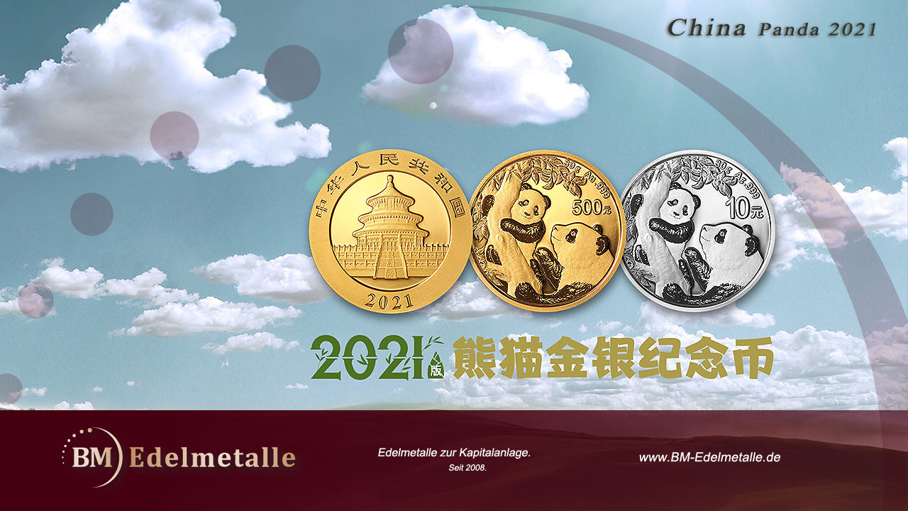 China Panda 2021 Silber + Gold